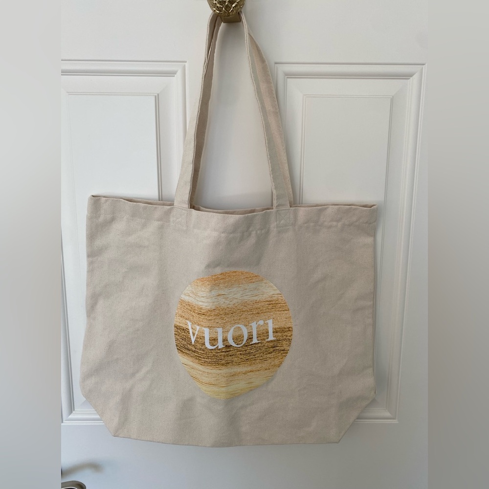 NWOT Vuori New Day Canvas Tote Bag “The Rise, The Shine”